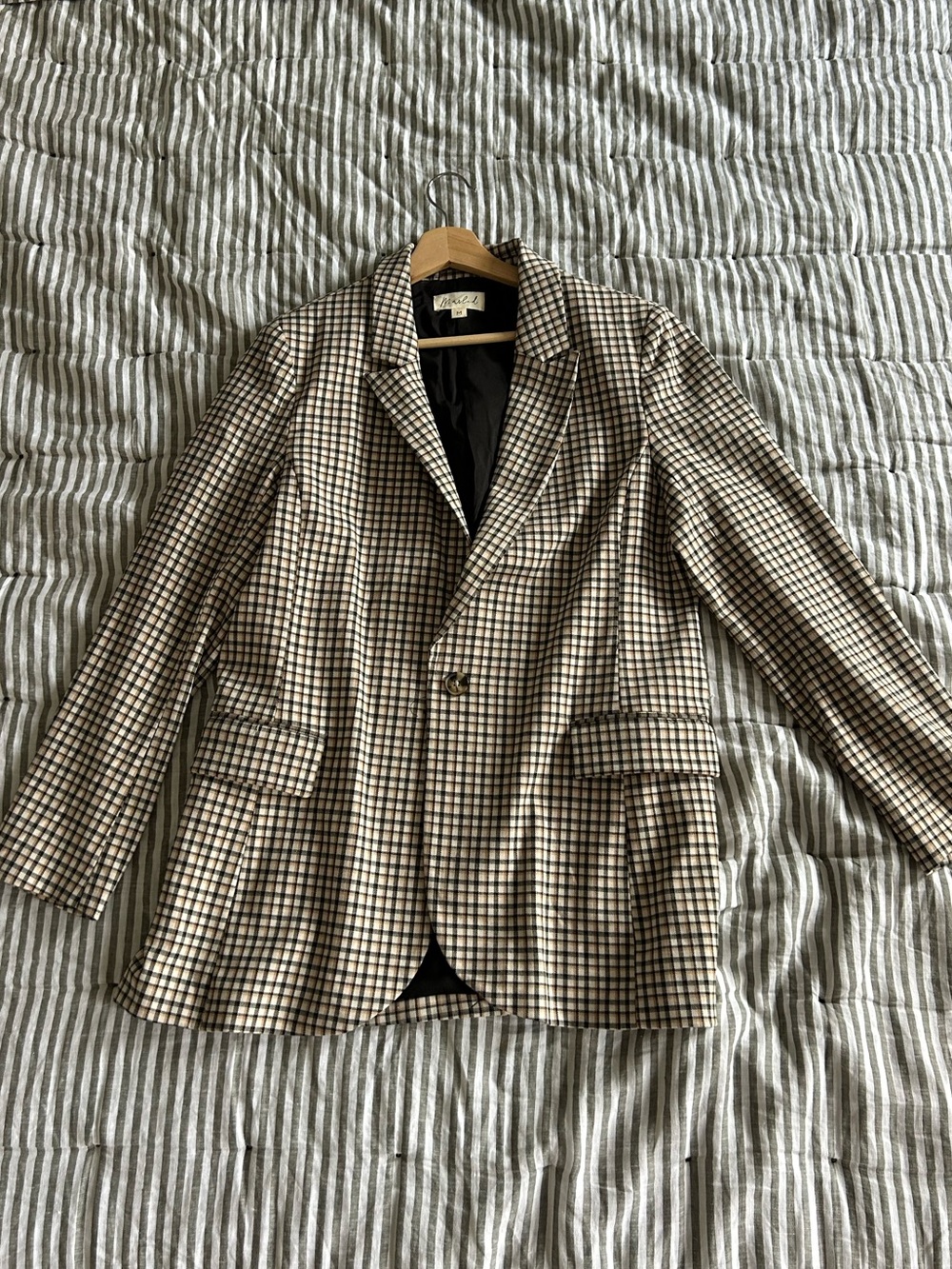 Marled Black and White Checked Blazer